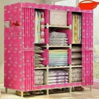 Tủ vải khung gỗ 3 buồng 8 ngăn cao cấp đựng quần áo sử dụng chất liệu gỗ dày . Chất liệu vải cực dai và chống thấm .....