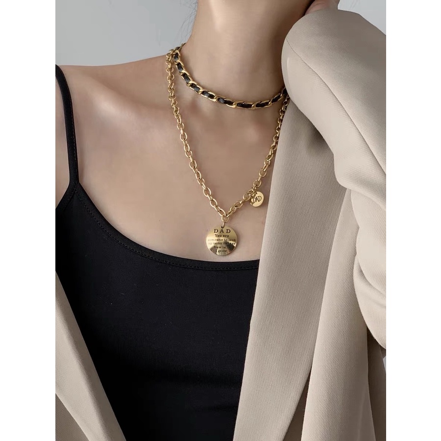 Vòng Cổ Da Phối Xích Trơn - Vani Store - TS000671