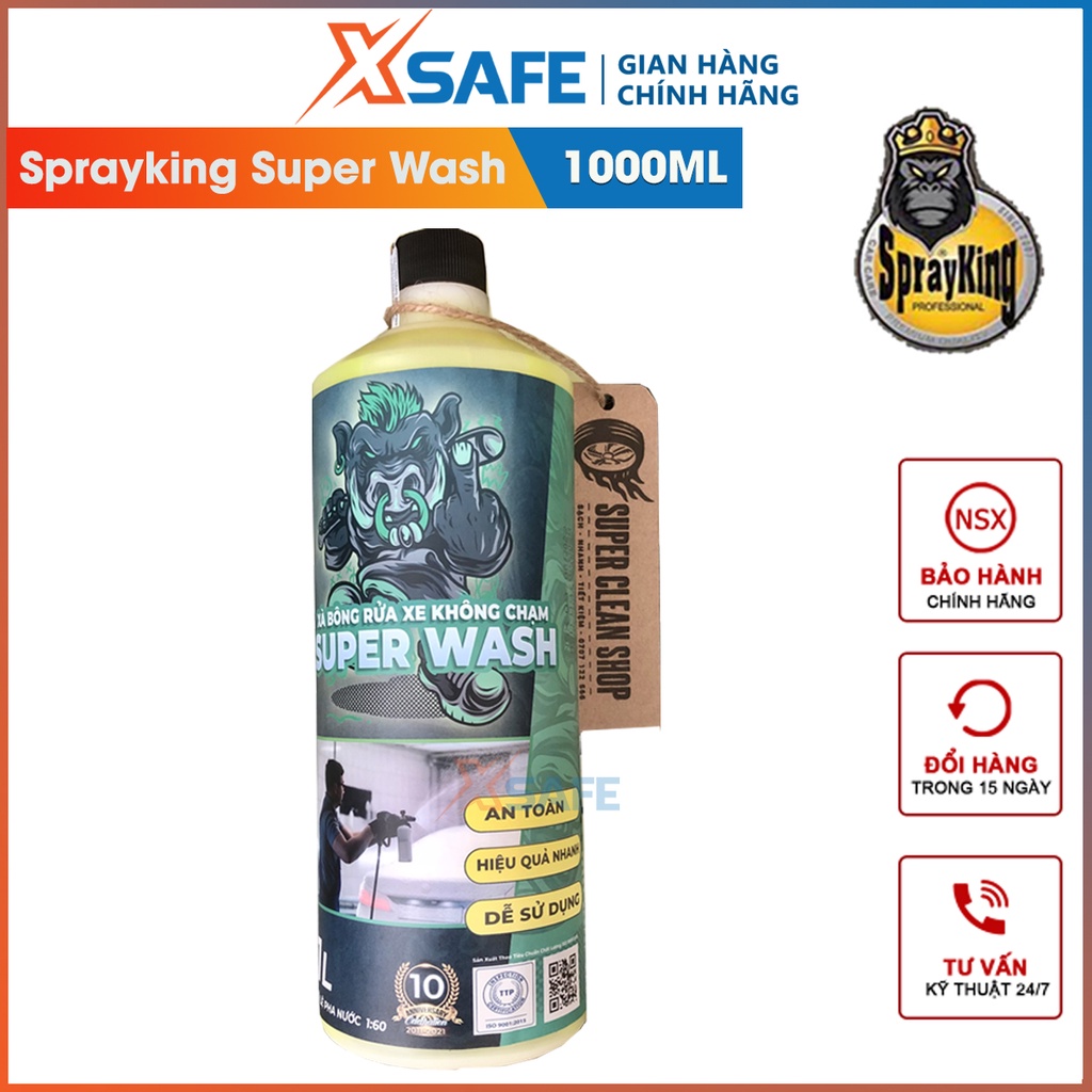 Nước rửa xe bọt tuyết không chạm SPRAYKING SUPER WASH chai 1 Lít rửa xe siêu sạch, siêu sáng bóng, tạo bọt mịn nhiều bọt