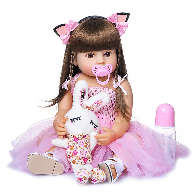 Búp Bê Bé Gái Silicone Mềm Mại 55cm