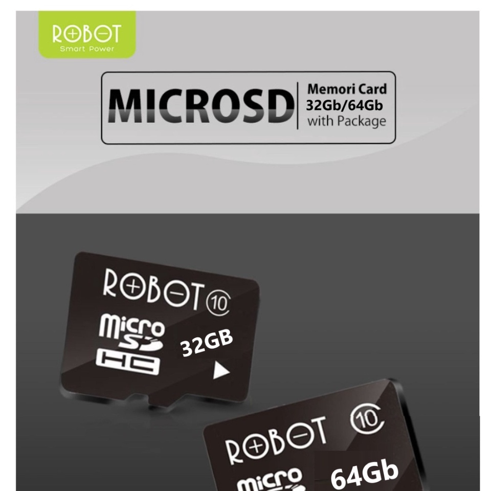 Thẻ Nhớ Micro SD ROBOT TF Card 16GB/ 32GB/ 64GB - Dành Cho Nhiều Loại Thiết Bị Camera, Laptop, Loa, Điện Thoại