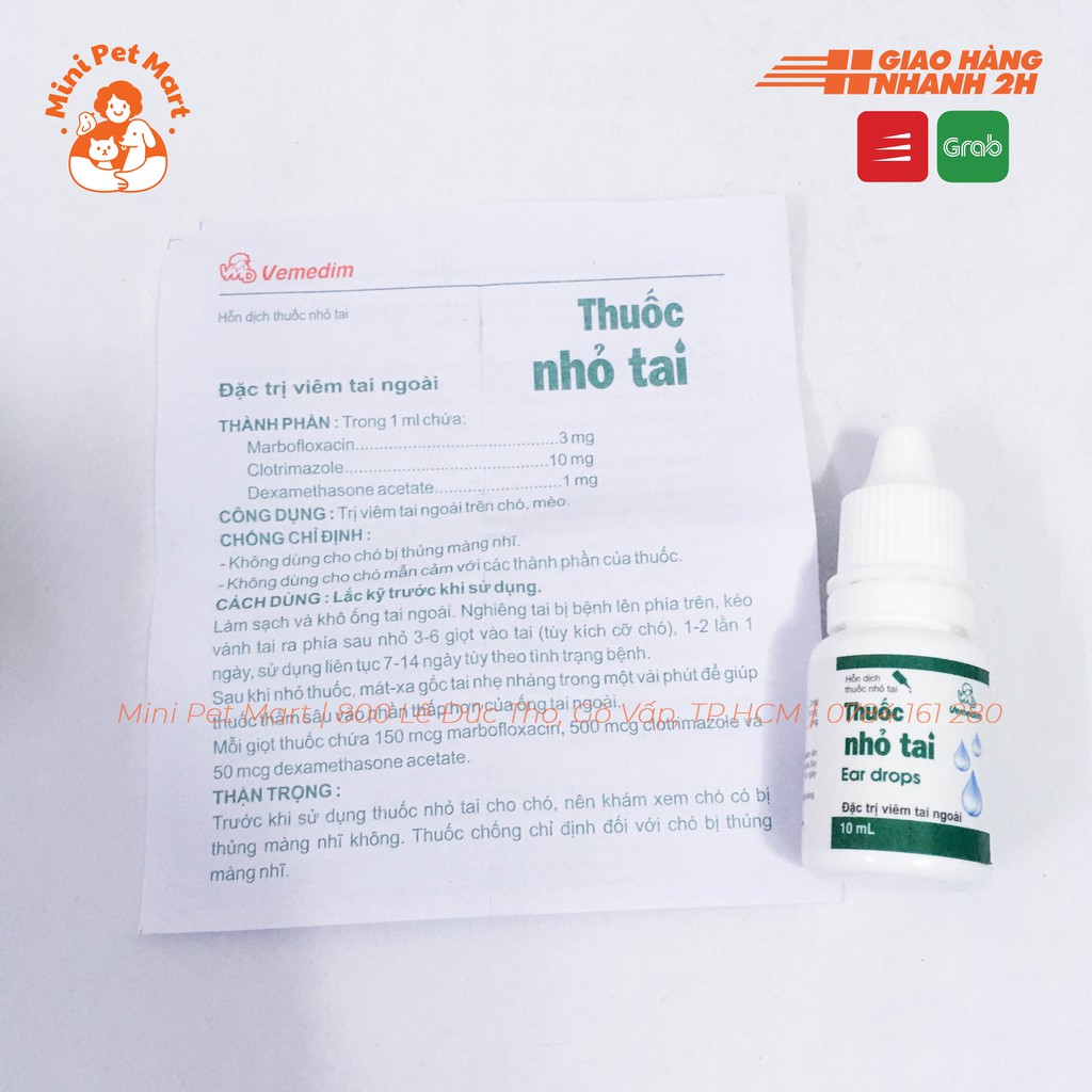 Thuốc nhỏ trị viêm tai ngoài cho chó mèo VEMEDIM 10ml