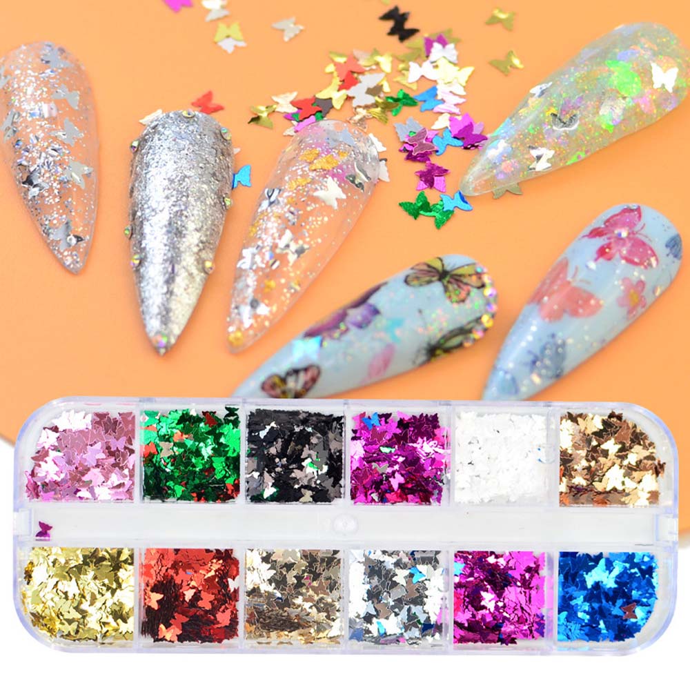[Hàng mới về] Hộp Kim Sa Lục Giác 3D Nhiều Màu Trang Trí Móng Tay Nghệ Thuật