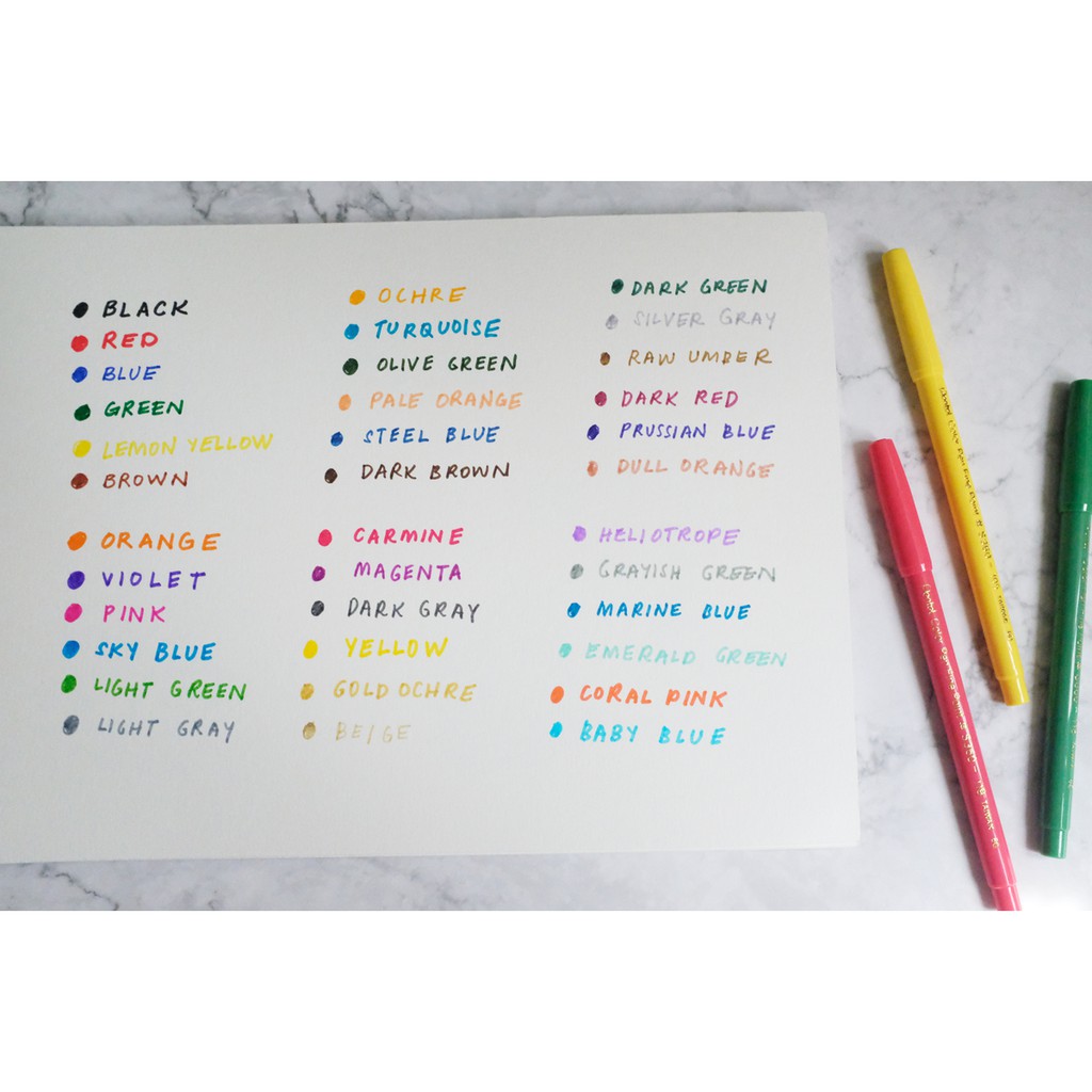 Bút Viết Thư pháp Pentel color sign pen calligraphy monoline đầu cứng - viết Bulletjournal - studygram