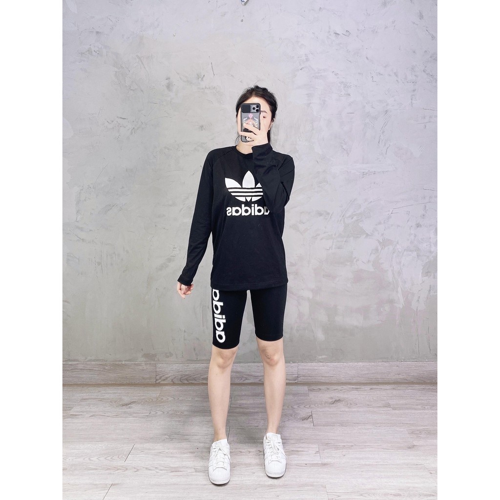 (HÀNG XUẤT XỊN) Áo das đen tay dài 616 TREFOIL LS TEE full tag code  Size XS S M L