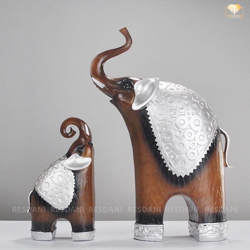 [ KHUYẾN MÃI LỚN ] Cặp Tượng Voi Mẹ Con Tai Vàng Tai Bạc Vật Phẩm Phong Thủy Quà Tặng Trang Trí Nhà RSD12 | BigBuy360 - bigbuy360.vn