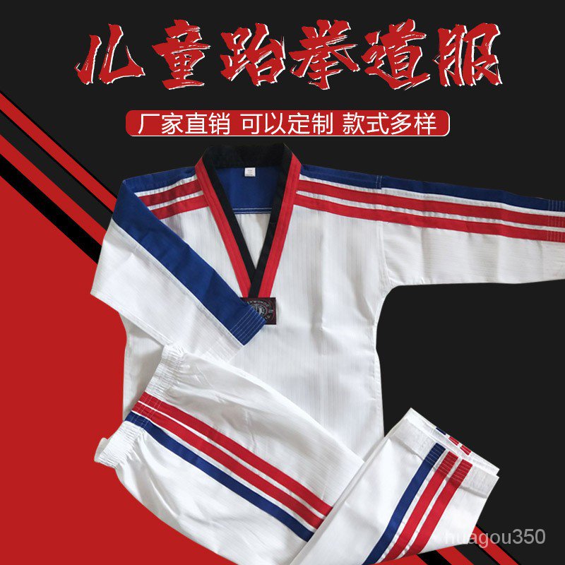 Bộ Đồng Phục Tập Võ Taekwondo Tay Dài Chất Liệu Cotton Dành Cho Người Lớn Và Trẻ Em