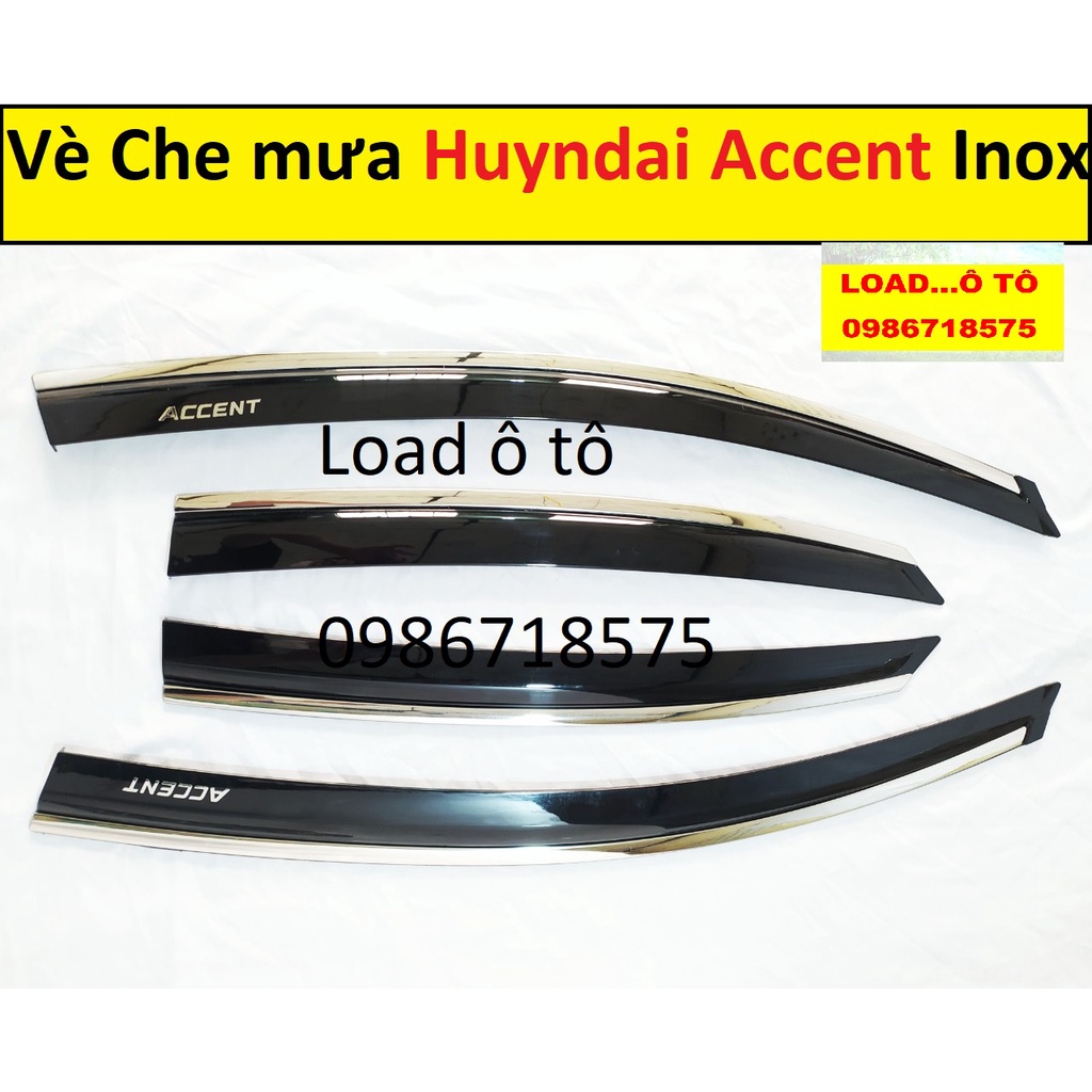 Vè Che Mưa Chỉ Inox Huyndai Accent 2023-2018 Mẫu Đen Cao Cấp Có Chỉ Inox