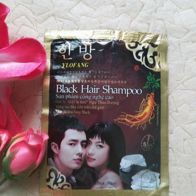 1 Gói Dầu Gội Nhuộm Đen Tóc Black Hair Shampoo của Hàn Quốc