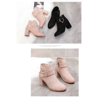 Giày bốt nữ cổ thấp giày boots nữ chất da lộn mềm mịn dễ phối đồ