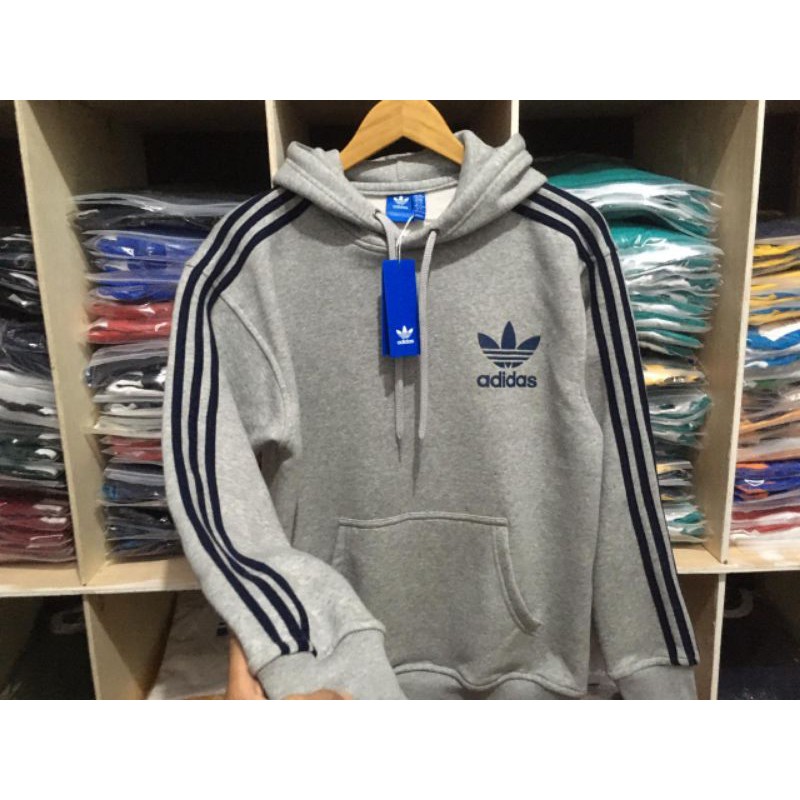 Áo Hoodie Adidas 3 Sọc (trắng / Xanh Navy)