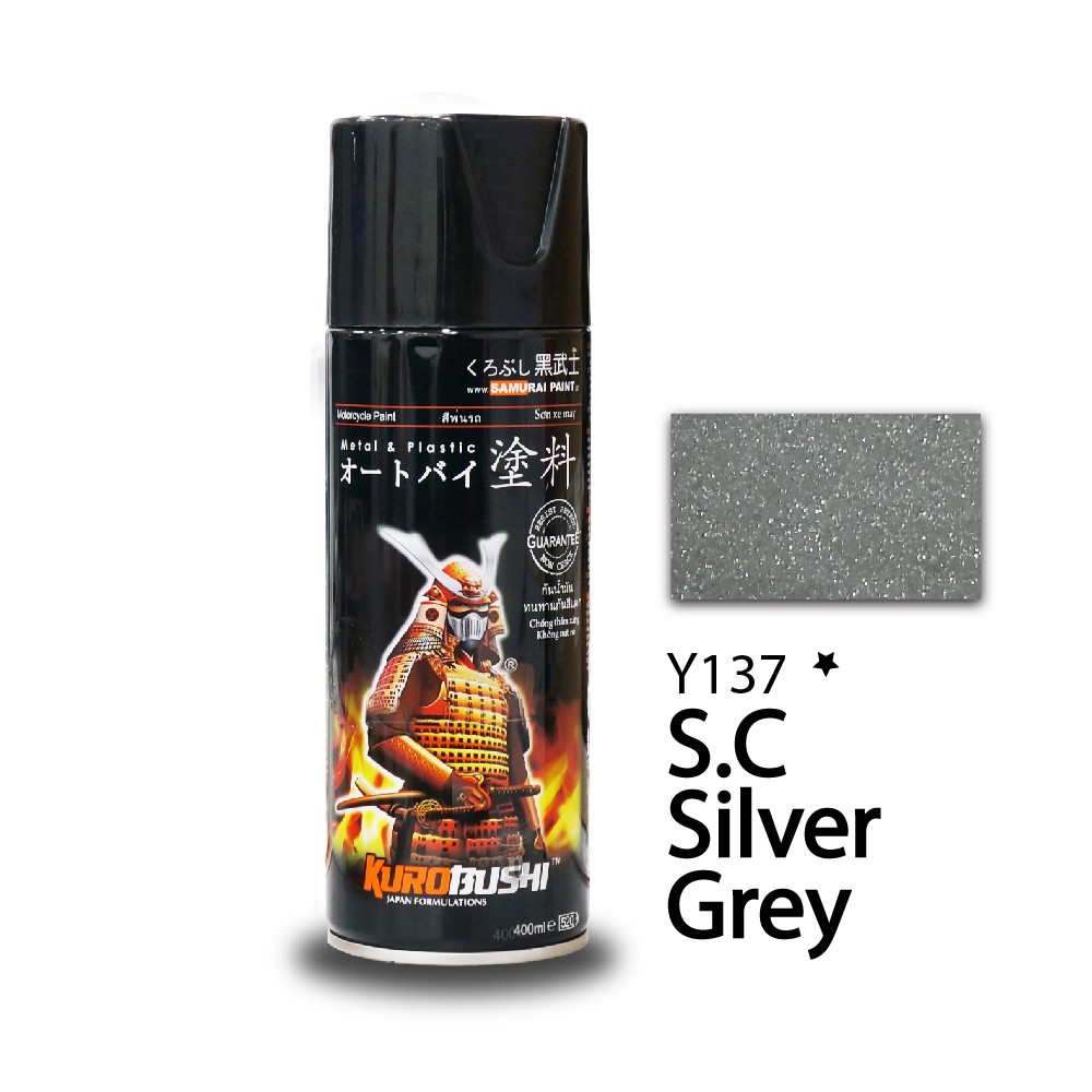 Y137 _ Chai sơn xịt sơn xe máy Samurai Y137 - màu xám bạc lốc máy s.c silver Grey uy tín