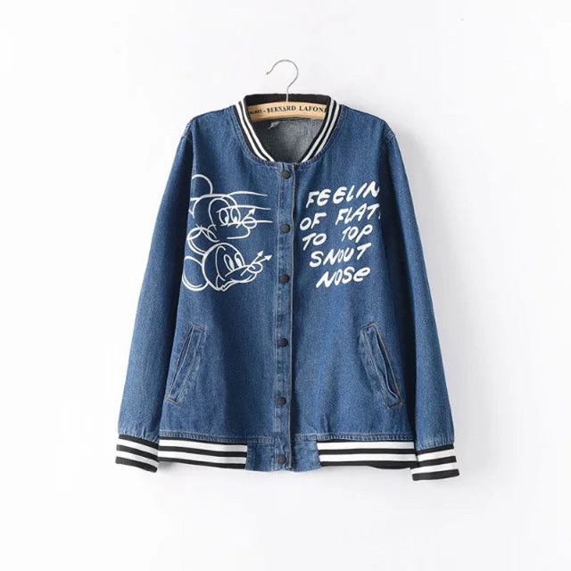 Áo khoác jean in hình mickey size đại cho người ngoại cỡ 3XL 85-100kg