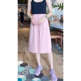 Quần lửng ống rộng giả váy cạp cấp