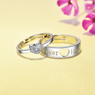 (Giá 1 đôi) Nhẫn Đôi Bạc 925 Nhẫn Cặp Siêu Lãng Mạn Cho Cặp Đôi <3
