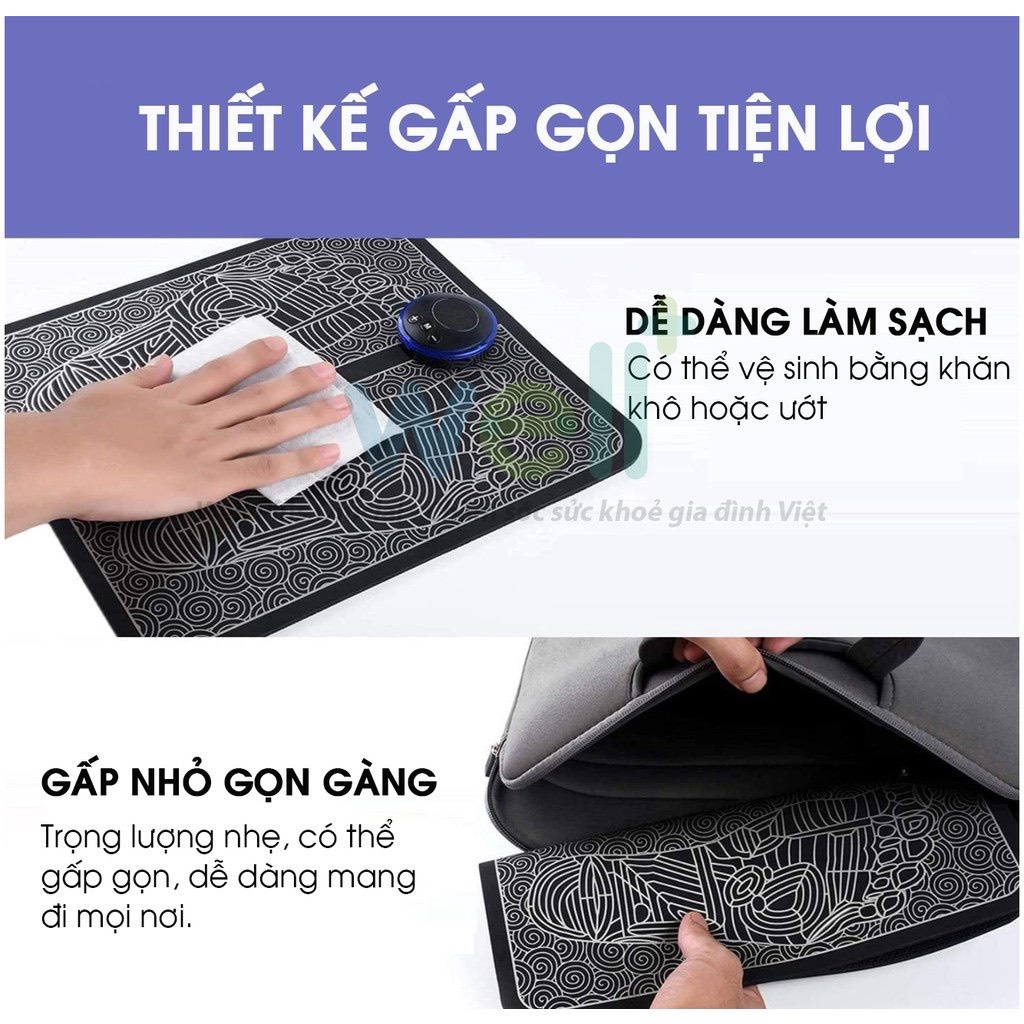 Thảm Massage Chân Ems Giúp Lưu Thông Khí Huyết, Giảm Đau Nhức Tê Mỏi Chân, 8 Chế Độ Massage Thông Minh