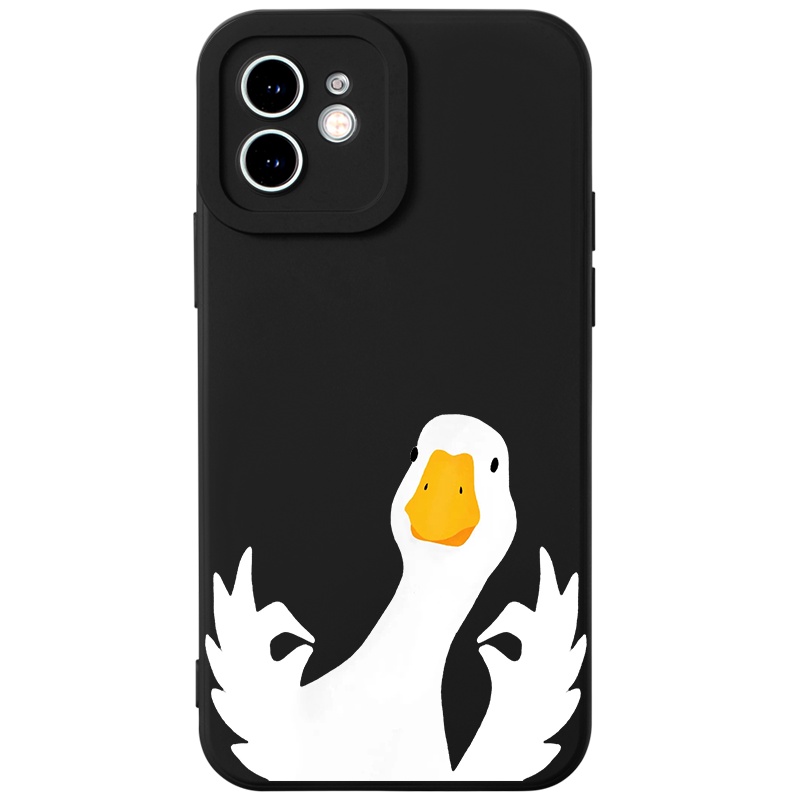 Ốp lưng JURSUE mềm chống bẩn hoạt hình dễ thương đẹp đen Cho iPhone 14 13 12 11 Pro Max SE 2020 X XR XS 8 7 ip 6S 6 Plus Y2335