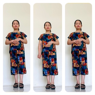 Bộ lanh Anh Thư trung niên cho mẹ - Bộ mặc nhà trung niên lanh ống sớ lửng cho người già người lớn tuổi