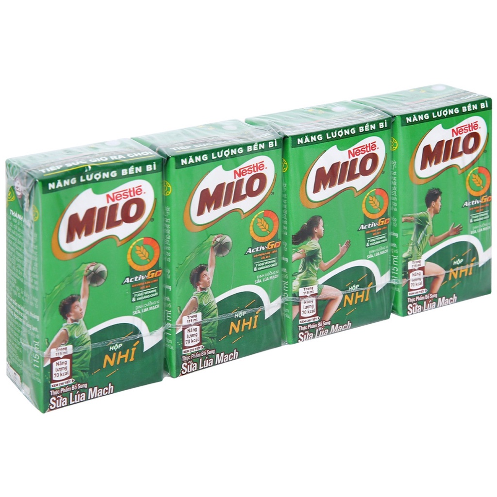 Lốc 4 Hộp Sữa Milo Nestle Hộp 115ml / 180ml