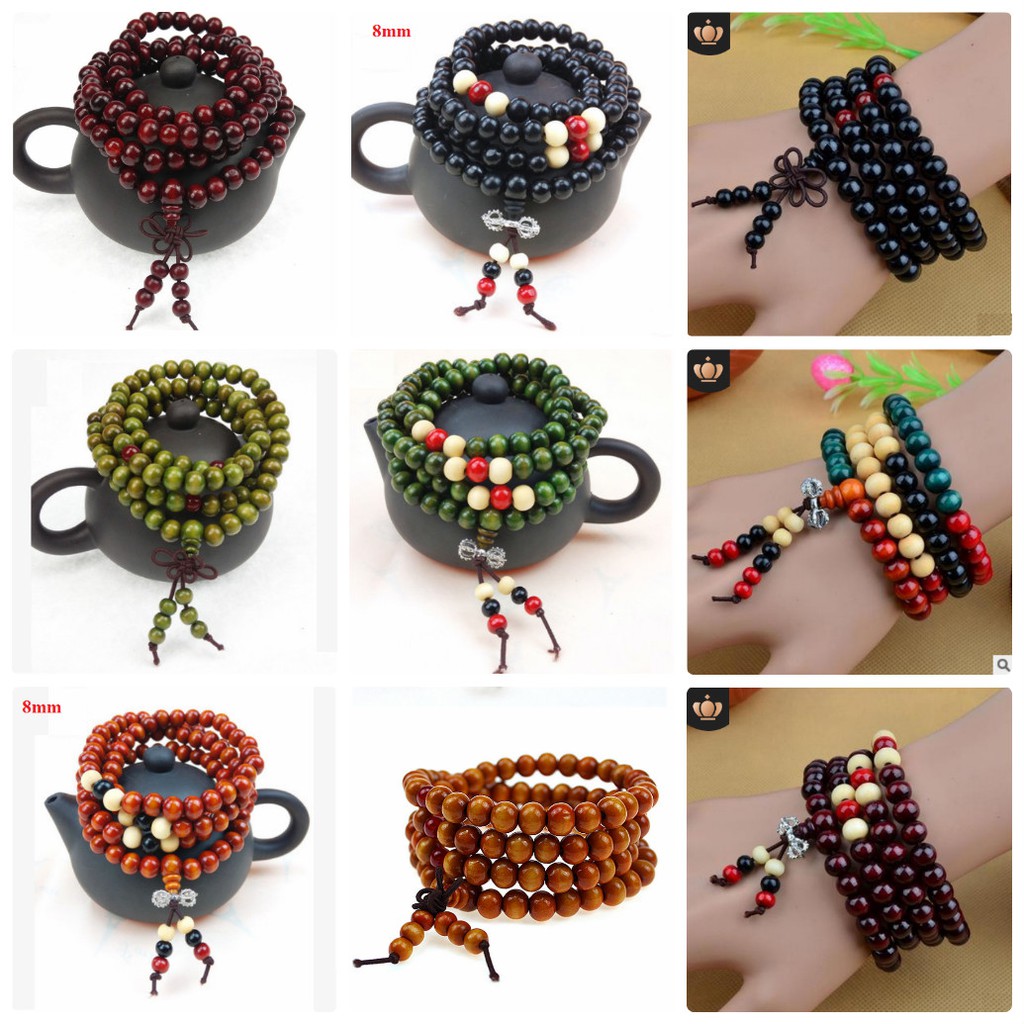 Vòng tay may mắn - Vòng phong thủy tự nhiên 108 hạt gỗ