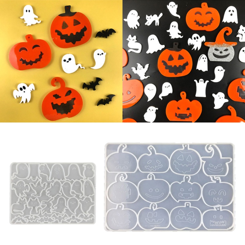 Khuôn Silicone Làm Mặt Dây Chuyền / Bông Tai DIY Hình Quả Bí Ngô / Dơi / Quả Bí Ngô Phong Cách Halloween