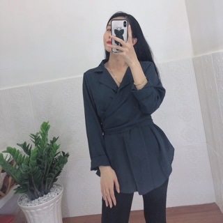 Áo sơ mi buộc eo