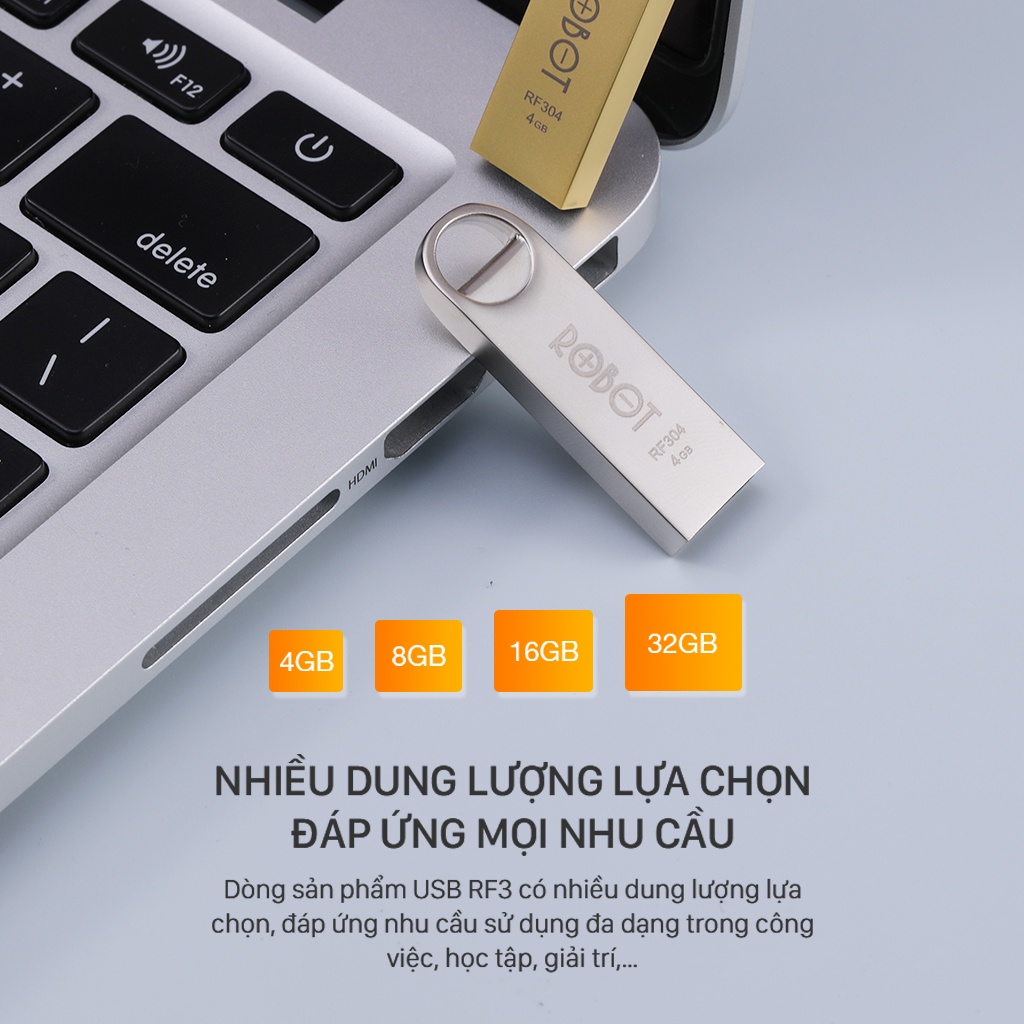 USB Thiết bị lưu trữ 16GB/32GB ROBOT RF316/RF332 Flash Drive kim loại siêu nhẹ kết nối nhanh