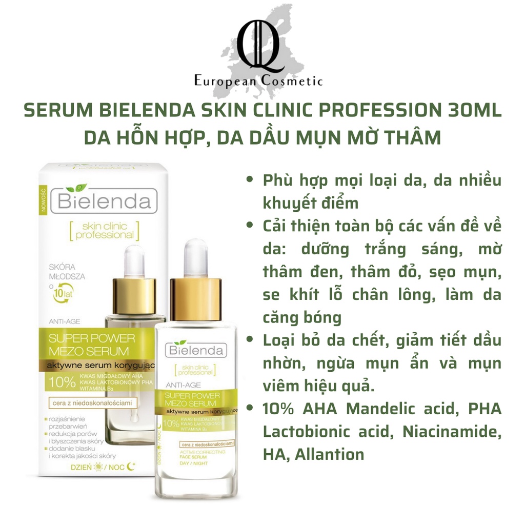 Serum bielenda cho da dầu, da mụn skin clinic professional 30ml