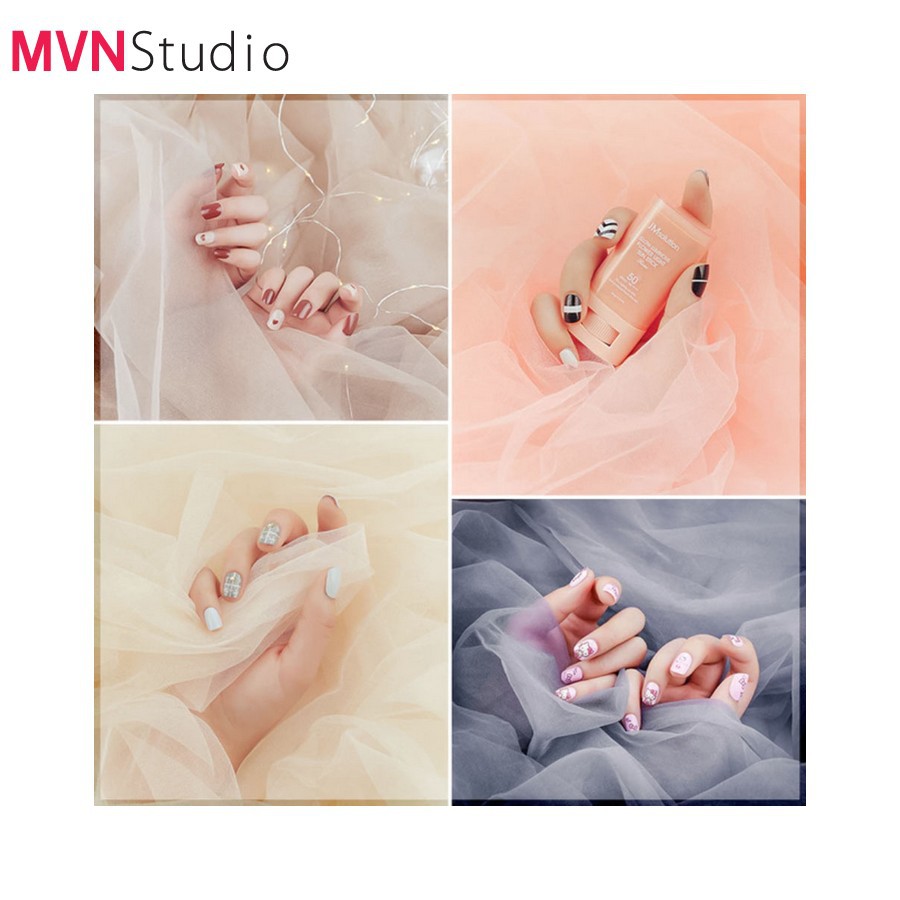 MVN Studio - Vải tuyn lưới trơn phụ kiện phông nền chụp ảnh có 5 màu tùy chọn ( kích thước 100x150cm)
