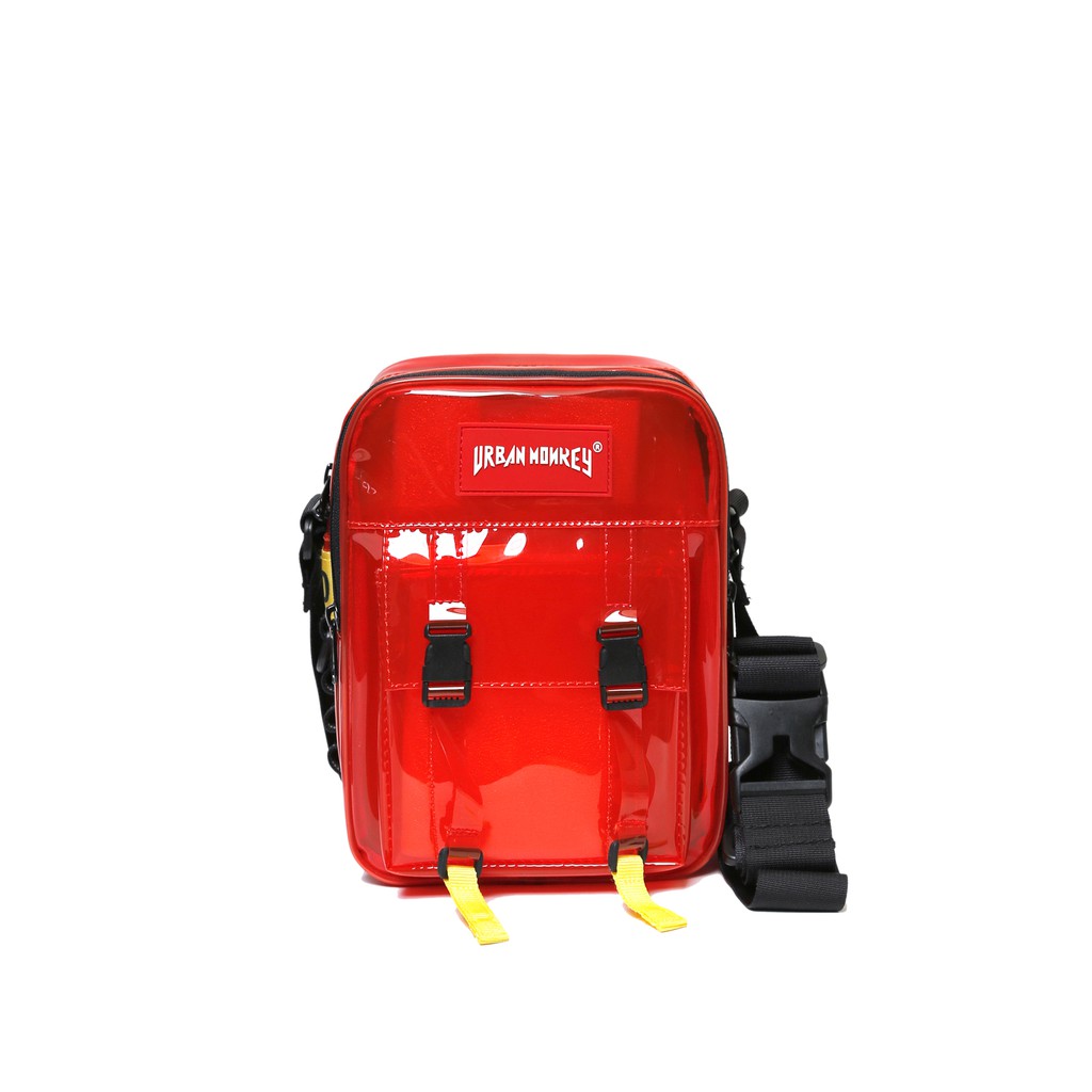 Túi Đeo Chéo URBAN MONKEY PVC Trong Suốt Chống Nước Màu Đỏ