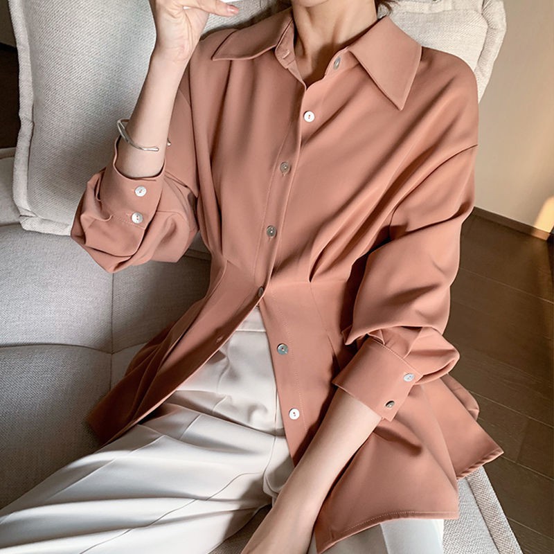 Áo Sơ Mi Voan Tay Dài Chiết Eo Thời Trang Mùa Xuân Hàng Mới 2021 | BigBuy360 - bigbuy360.vn