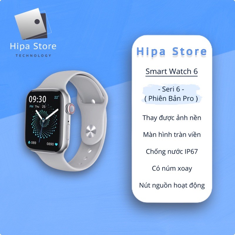 [ Smart Watch 6 ] Đồng Hồ Thông Minh HW22 Pro Màn Hình Tràn Viền - Chống Nước IP67 - Thay Hình Nền  | Hipa Store