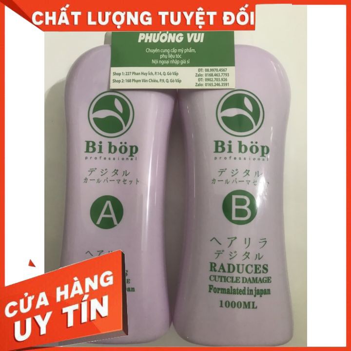 kem uân nóng Cặp Uốn Nóng Collagen Bi-bop 1000ml x2 Uốn Căng Sóng chuyên nghiệp  dành cho salon tóc nhanh quăn  không