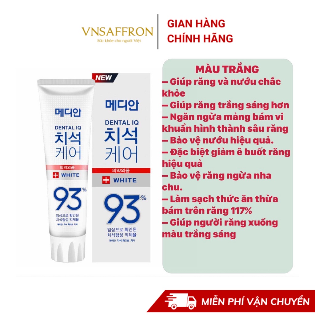 Kem Đánh Răng Hàn Quốc Median 93% 120g màu đỏ làm trắng, chống hôi miệng, tẩy cao răng