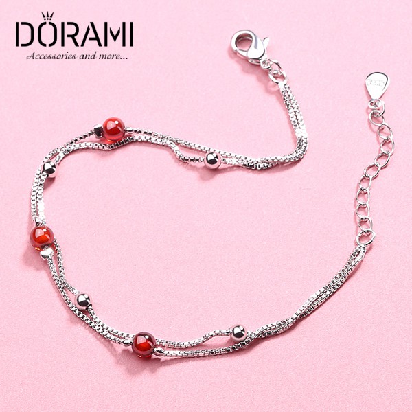 Lắc tay hạt đỏ dễ thương mẫu mới phụ kiện trang sức thời trang style ulzzang hàn quốc - dorami