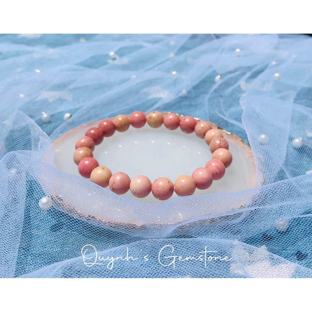 Vòng tay Đá Hoa Hồng 8li - 𝗥𝗢𝗦𝗘𝗦𝗧𝗢𝗡𝗘 🌸🌸🌸 𝗰𝘂̛̣𝗰 𝗵𝗶𝗲̂́𝗺