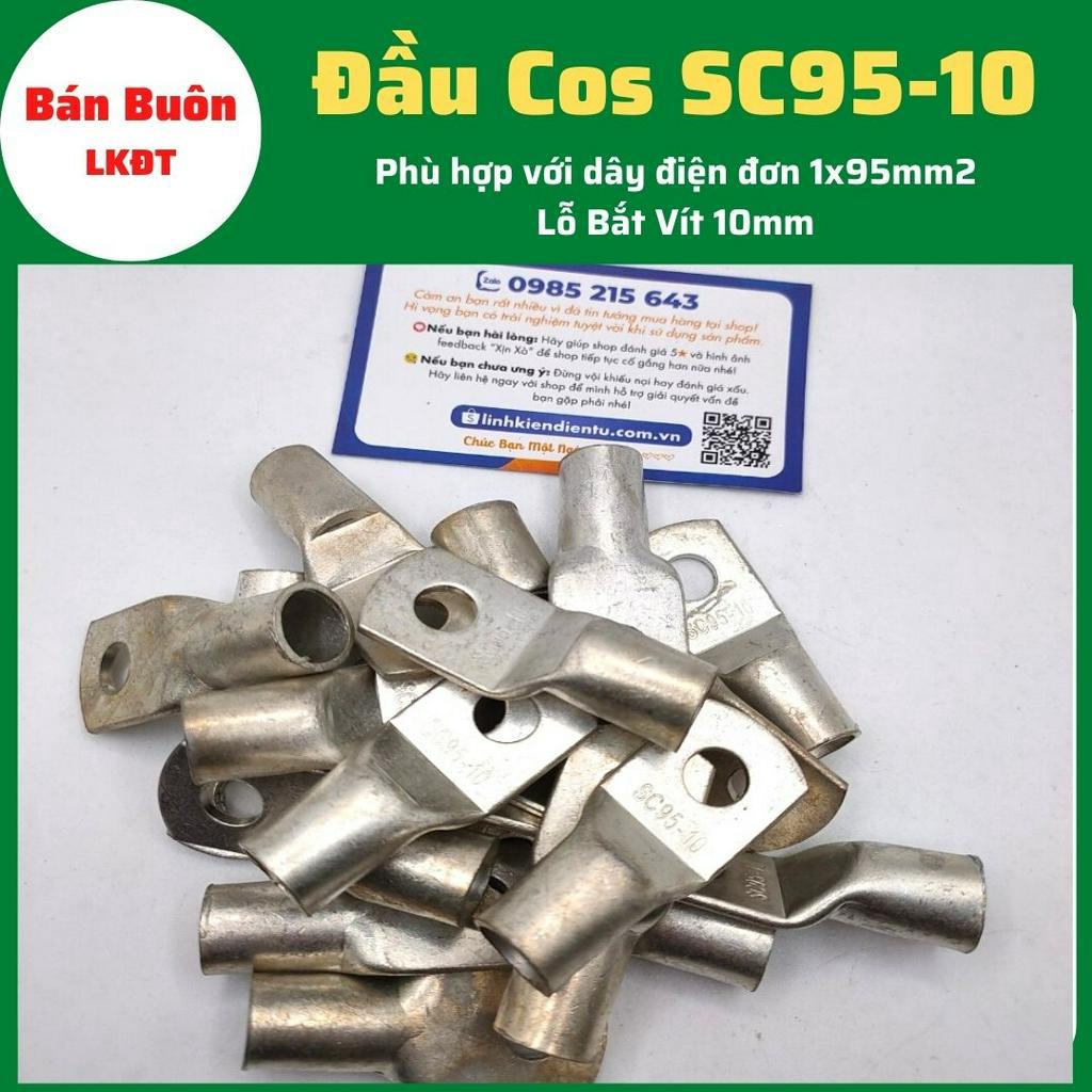 Đầu Cos SC95-10, cos SC, đầu cos tròn trần, cos đồng, bịt đầu SC bằng đồng, đầu cos dùng cho dây điện 95mm