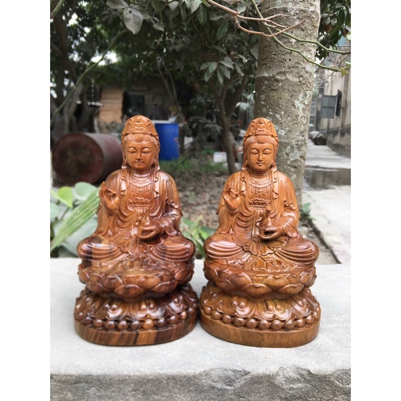 Mua1Tặng1 - Tượng Phật Bà Quan Âm, Phật Bà Trang Trí ô tô, bàn làm việc.KT:15 x9 x9 cm -Tặng vòng gỗ 40k