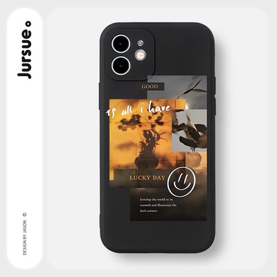 Ốp lưng JURSUE mềm chống bẩn hình đen đáng yêu cho iPhone 17 16 15 14 13 12 11 Pro Max SE 2020 X XR XS ip 8 7 Plus Y2042