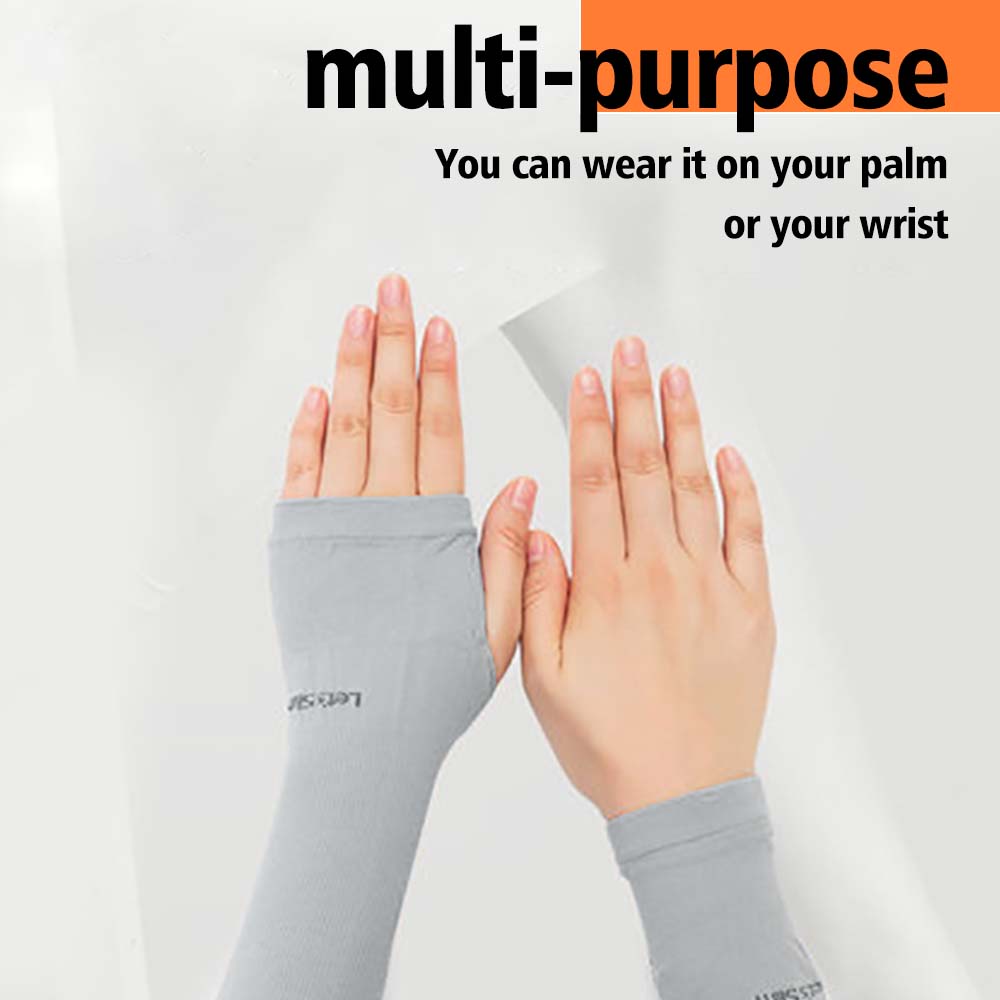 Găng Cánh Tay Chống Tia UV Bằng Lụa Lạnh Ôm Dáng Không Đường May Làm Mát Hiệu Aqua X Let's