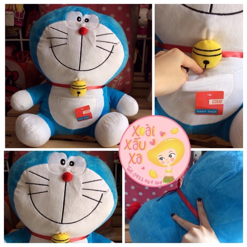 gấu bông thú nhồi bông hoạt hình Đoraemon size lớn 65cm hàng gia công