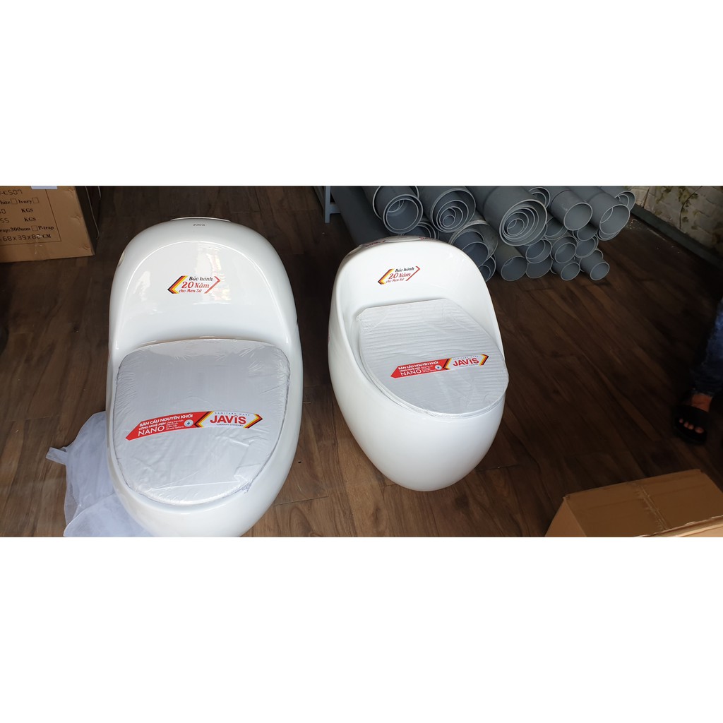 Bồn cầu Trứng liền khối JAVIS JV-C502S, công nghệ men Nano, chống bám bẩn và diệt khuẩn, siêu bền.