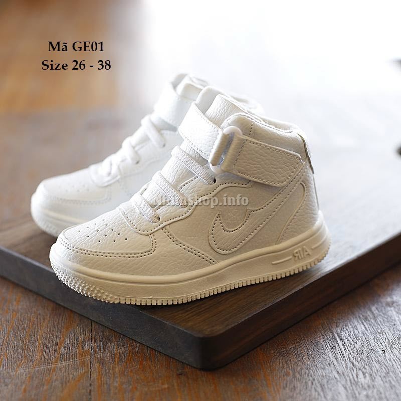 Giày thể thao cho bé trai và bé gái GE01 màu trắng sneaker cá tính