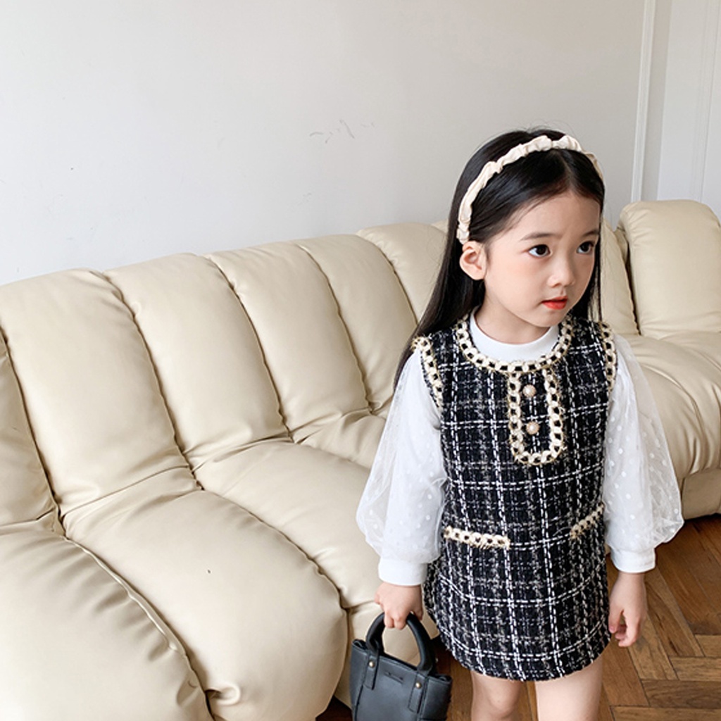 Bộ đầm và áo tay dài  phối lưới dễ thương thời trang cho trẻ em 0-5 tuổi