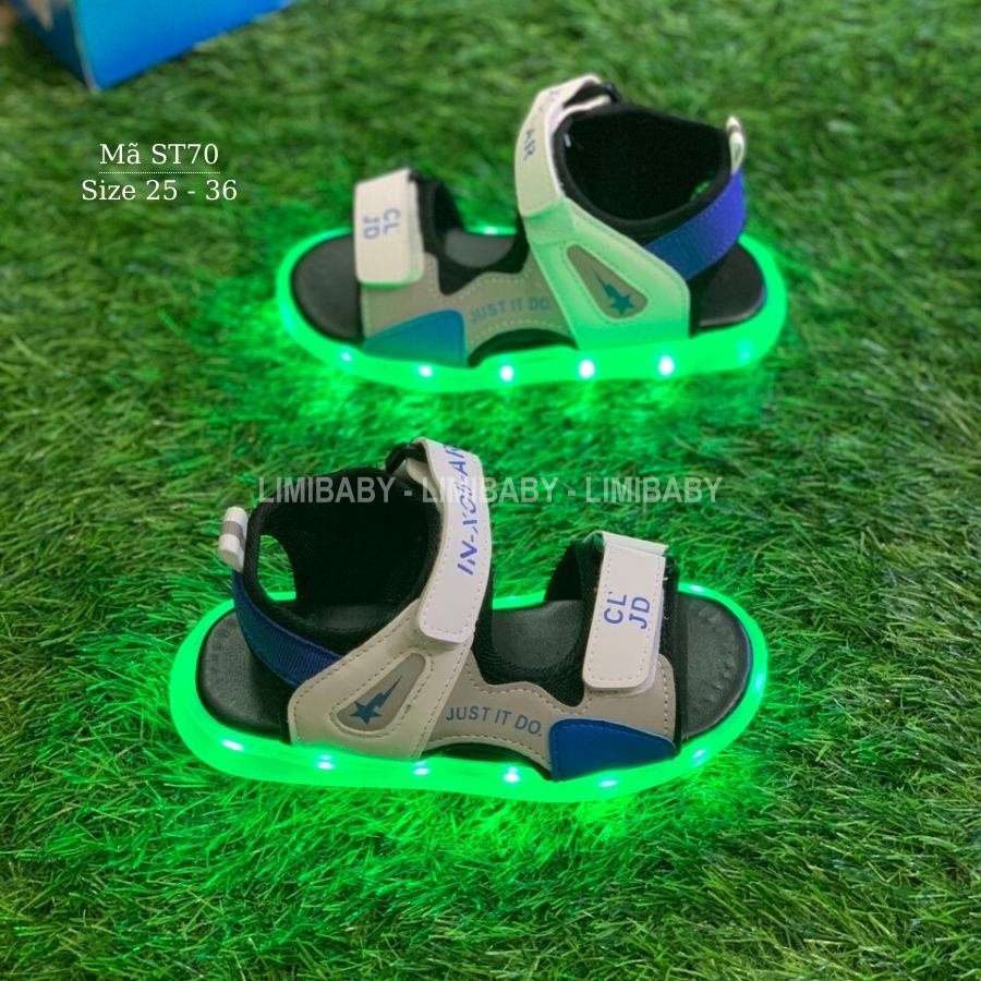 Giày sandal phát sang có đèn LED cho bé trai 7 màu 4 chớp sạc USB siêu bền mang thời trang cho trẻ em 3 - 12 tuổi ST70