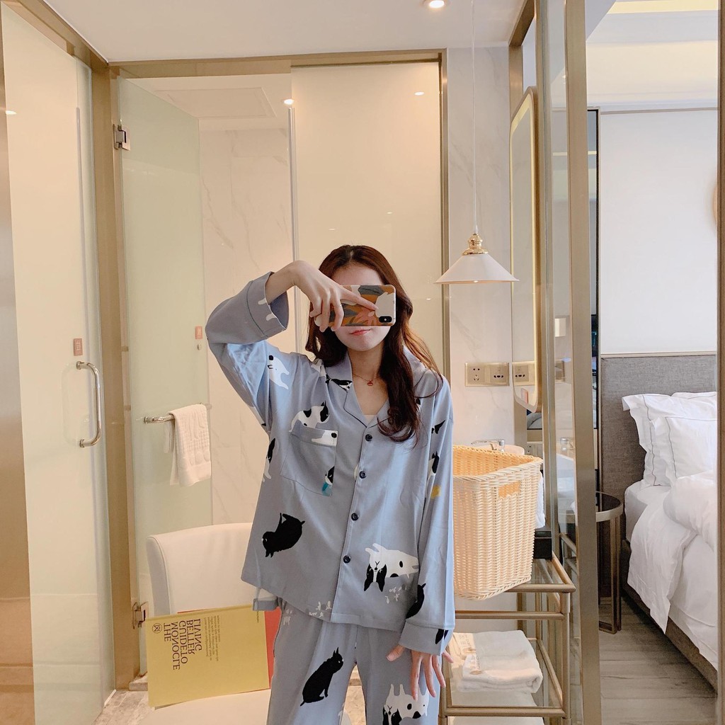Bộ Đồ Ngủ Nữ Mặc Ở Nhà - Quần Áo Pijama Dài Tay Vải Co Giãn 4 Chiều Thu Đông Xuân Dễ Thương Ảnh Thật+Video BĐN07 | BigBuy360 - bigbuy360.vn