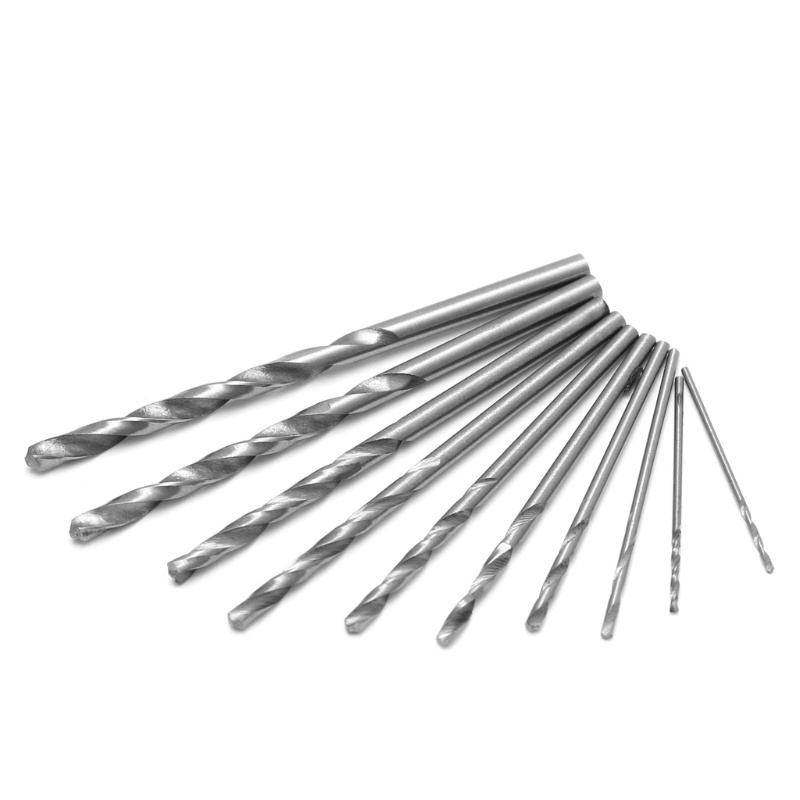 Bộ 10 Mũi Khoan Xoắn Mini HSS Tốc Độ Cao 0-3mm