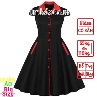 [CÓ SẴN] ĐẦM CHỮ A CHO NGƯỜI BÉO CỔ SƠ MI CÔNG SỞ MÀU ĐEN HM172 THƯƠNG HIỆU HIMISTORE