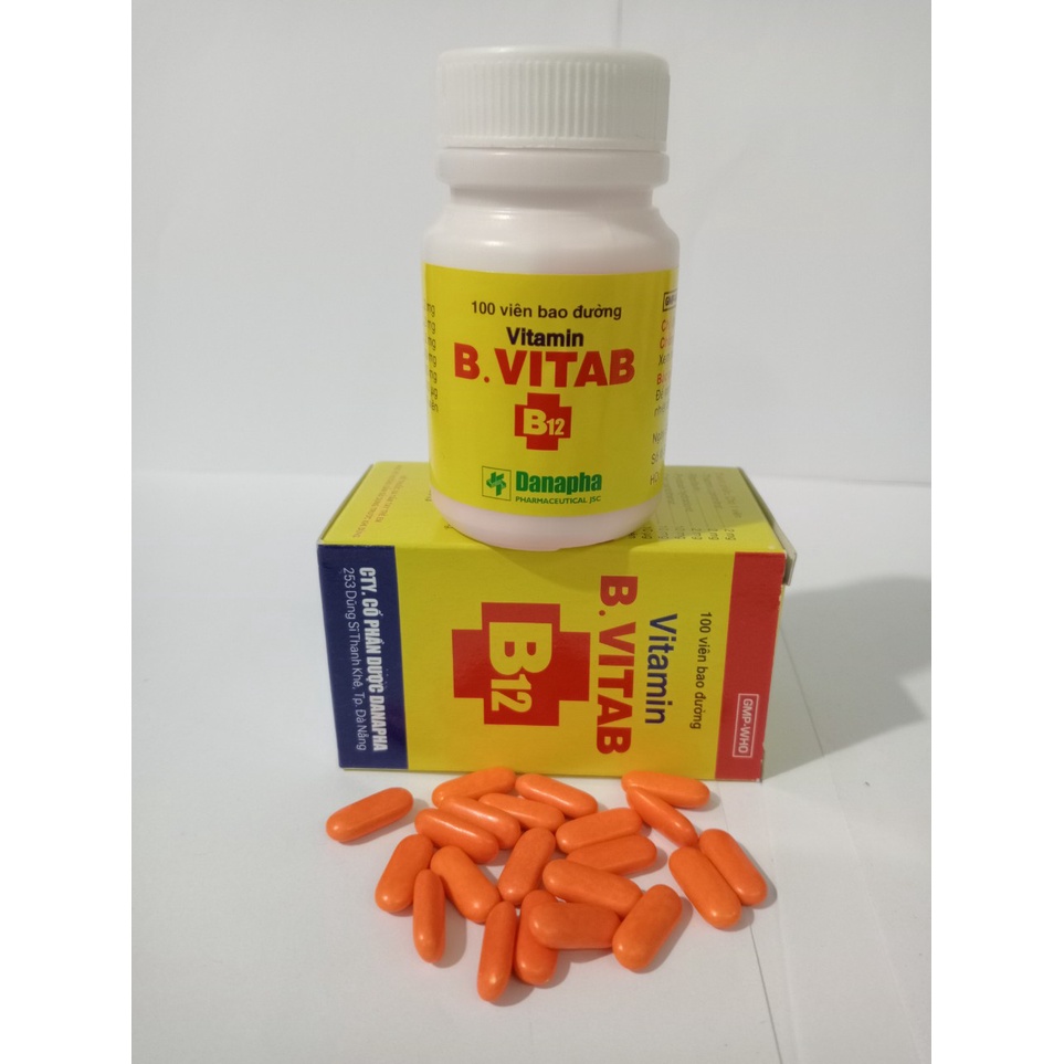 VITAMIN B VITAB B12 Hộp 1 lọ 100 viên bổ sung Vitamin nhóm B hỗ trợ tăng cường sức khỏe, giảm mệt mỏi...
