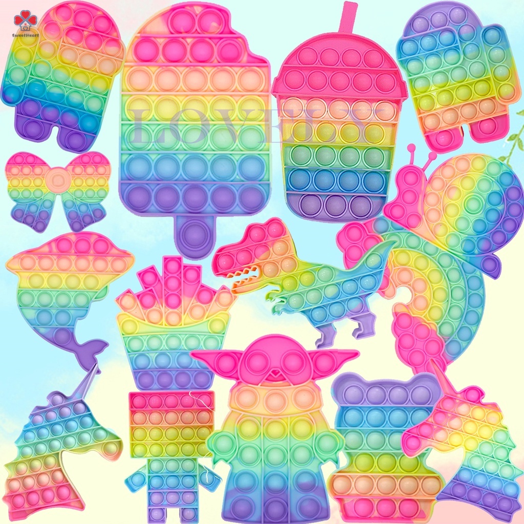 Pop It Tiktok 2021 Push Pop Fidget Toy Rainbow Color Finger Pressure Bubble Sensory Toys đồ chơi Bóp bong bóng thư giãn xả stress Đồ Chơi Giảm Căng Thẳng Cho Người Lớn